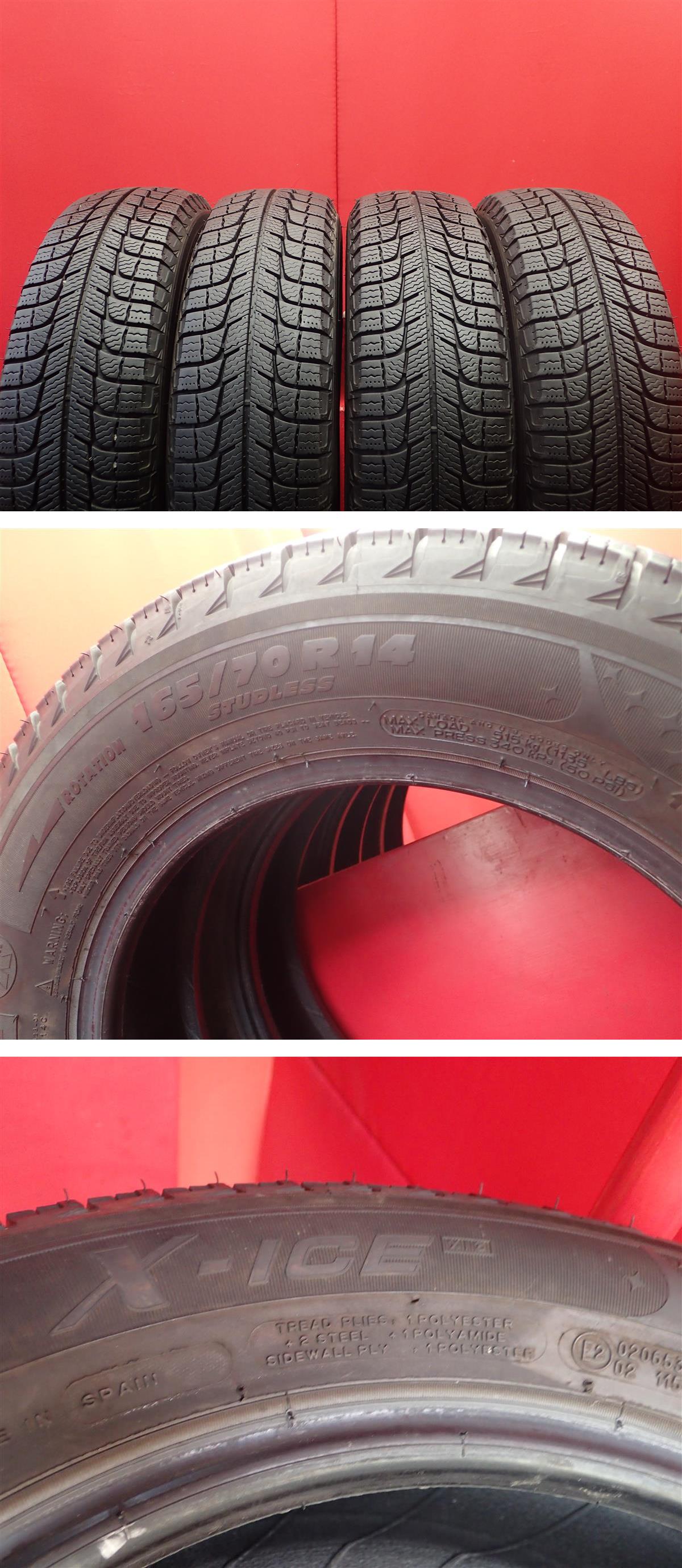 165-70R14★9-8分山　ミシュランX-ICE 中古スタッドレスタイヤ【4本】送料無料(S14-3387） : MICHELIN (ミシュラン) X-ICE SNOW 165⁄70 R14 85T XL : 車＆バイク